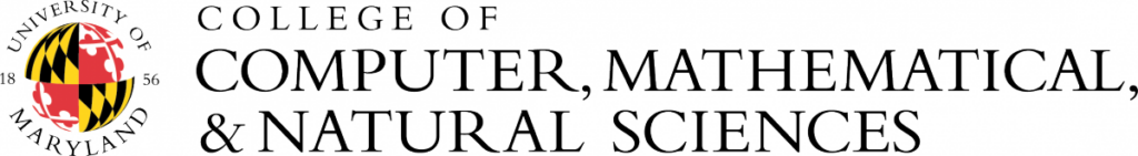 The CMNS logo, a round UMD logo with a stylized "College of Computer, Mathematical, and Natural Sciences"