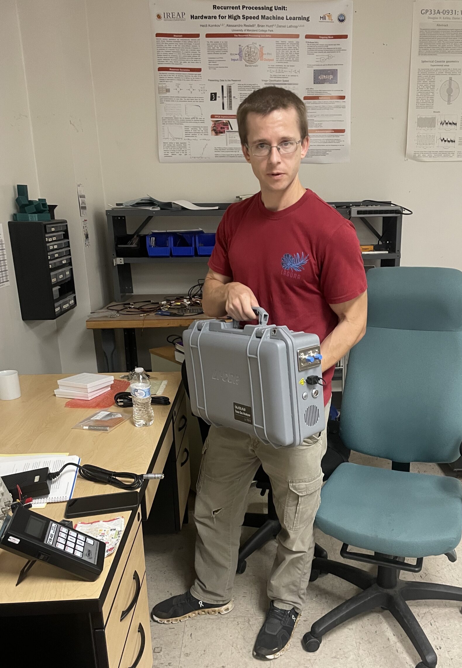 Ed Strobach (AOSC) holding a trace gas analyzer